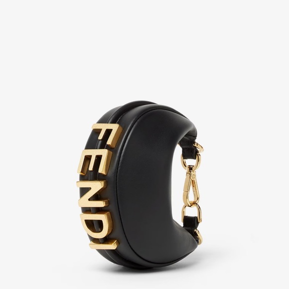Fendi Handbags - Fendigraphy Nano Black Bag with Gold Lettering
